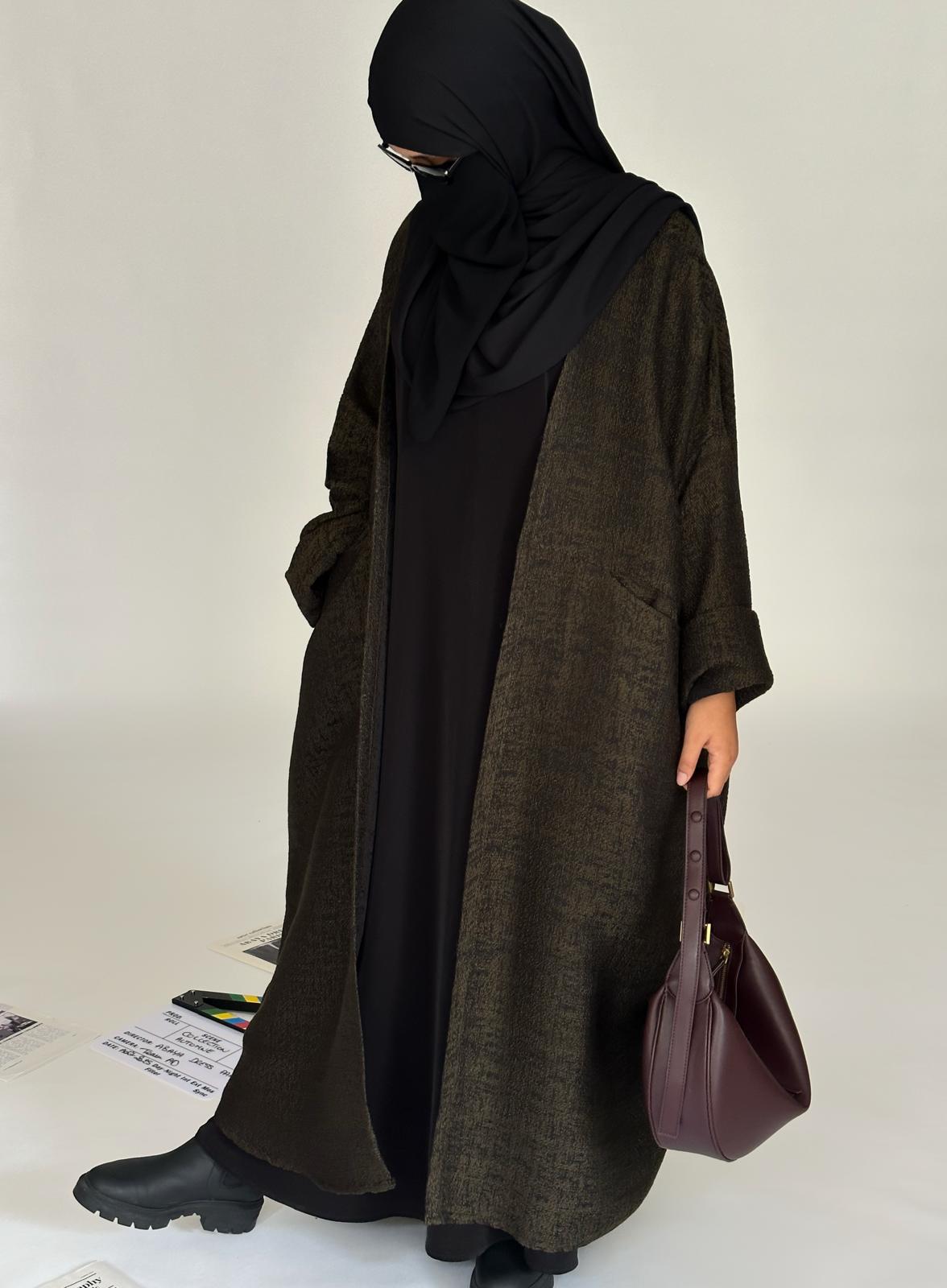 CARDIGAN PAMELA vert kaki et noir