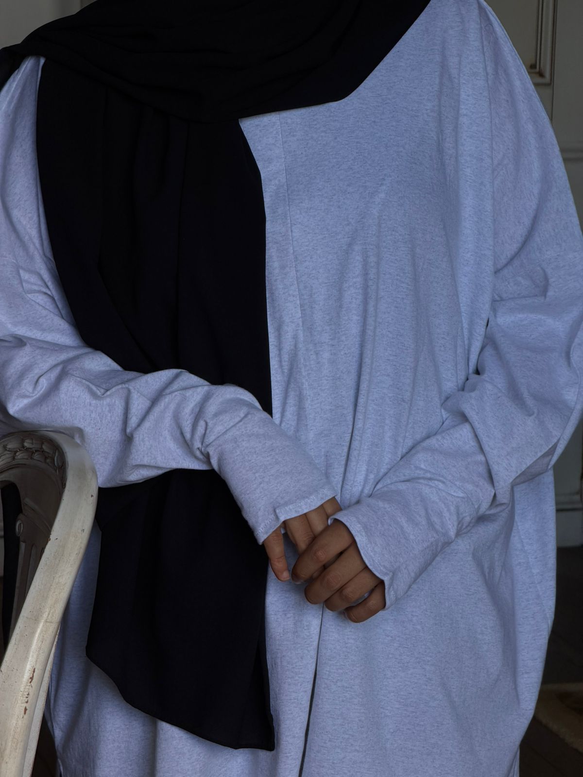 Tunique mitaine gris clair – Image 2