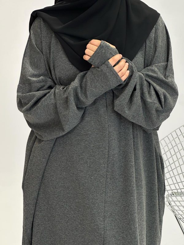 ABAYA MITAINE GRIS